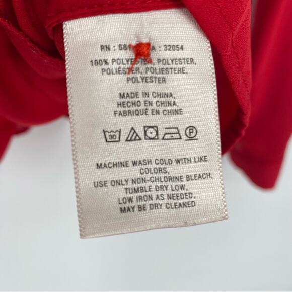 Anthropologie Maeve De Stijl Red V Neck Collared Button Front Blouse 8 - Picture 6 of 9